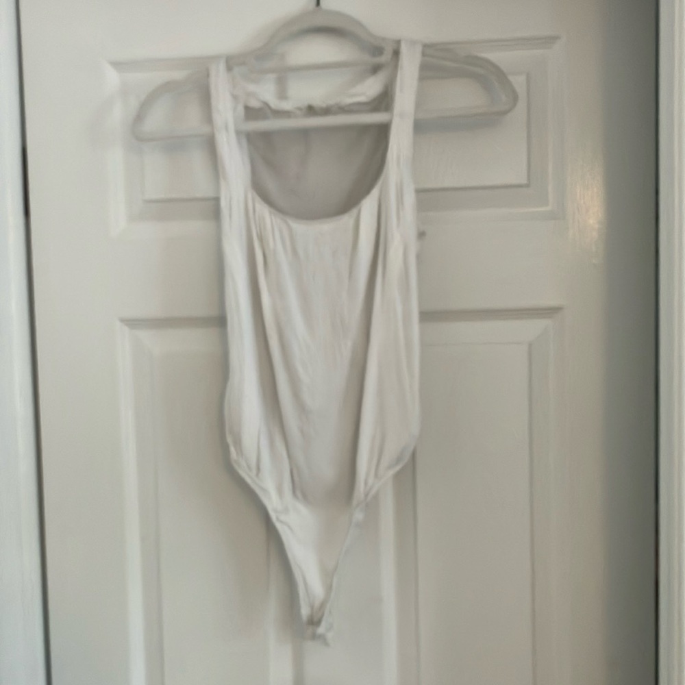 Free People White Bodysuit with Sheer Back